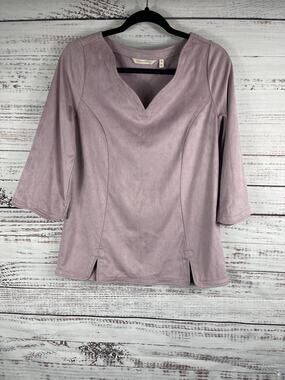 Soft Surroundings Sweater Women's XS Faux Suede Stretch Pullover Top Blouse